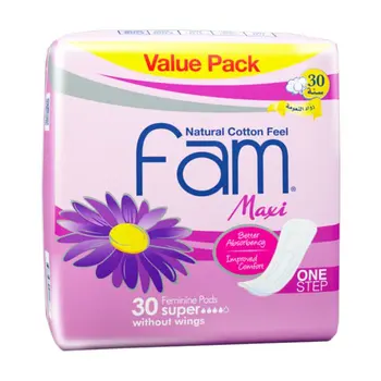 Fam Maxi Sanitary Pad Without Wings Super 30Pieces