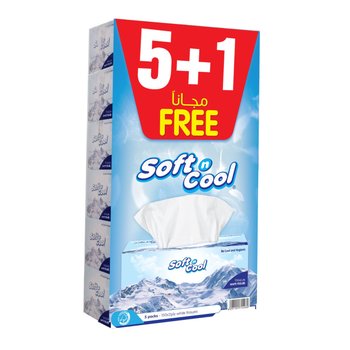 سوفت اند كول مناديل بيضاء x150 طبقتين ( 5 علب +1 مجانا )