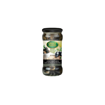 Green Farms Sliced Black Olives Glass 235G