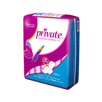 Private Natural Cotton Feel Maxi Thick Folded With Wings Super Sanitary 30Pieces