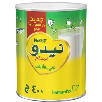 نيدو مسحوق حليب المدعم غني بالألياف علبة معدنية 400جرام