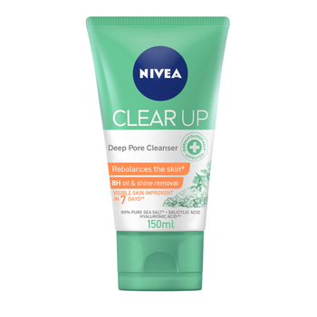 Nivea Face Wash Deep Pore Cleanser Clear Up Anti-Acne Sea Salt Salicylic & Hyaluronic Acid 150ml