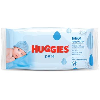 Huggies Pure Baby Wipes, 99% Pure Water Wipes, 1 Pack x 56Pieces