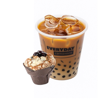 Iced Latte And Blue Berry Muffin