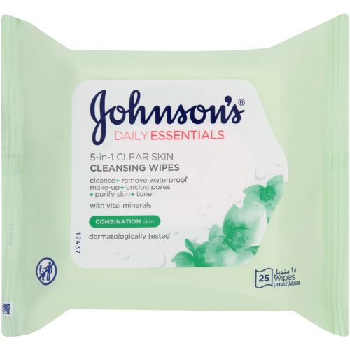 Buy Johnson's Face Wipes Oil Balancing 25s 1 + 1 Free Online in Bahrain