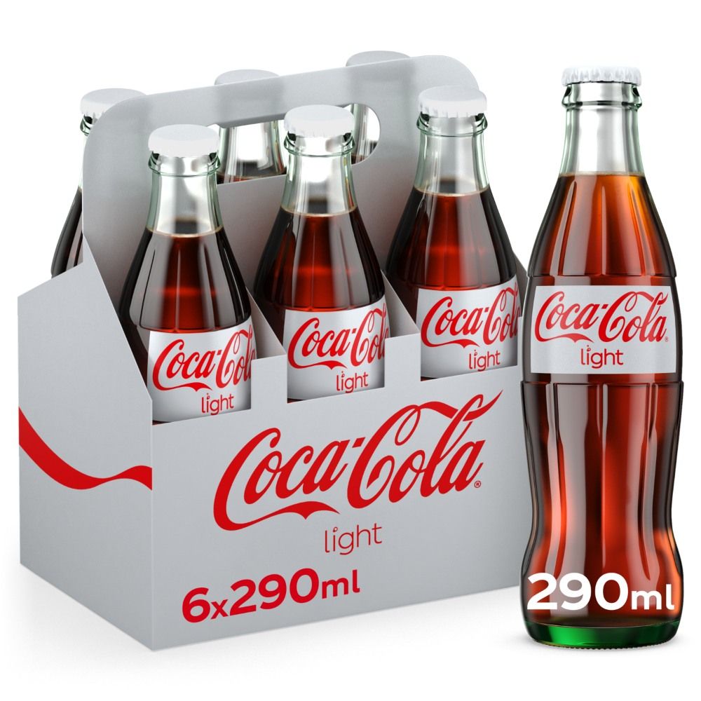 Buy Coca-Cola Light Carbonated Soft Drink Glass Bottle, 6x290ml Online ...