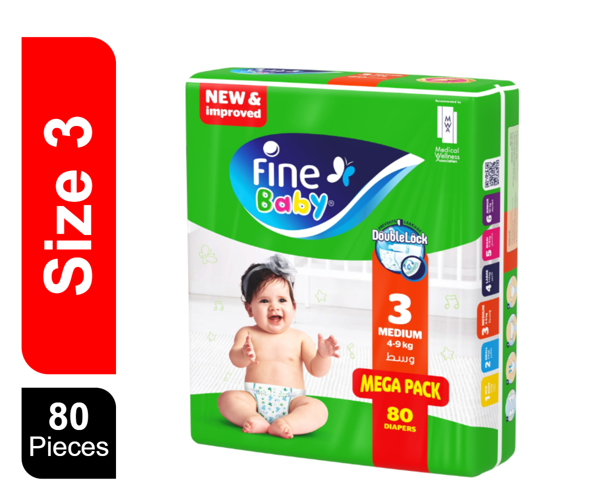 Buy Fine Baby Diapers Size 3 Medium 4-9 kg 80 Diaper Online in Egypt ...