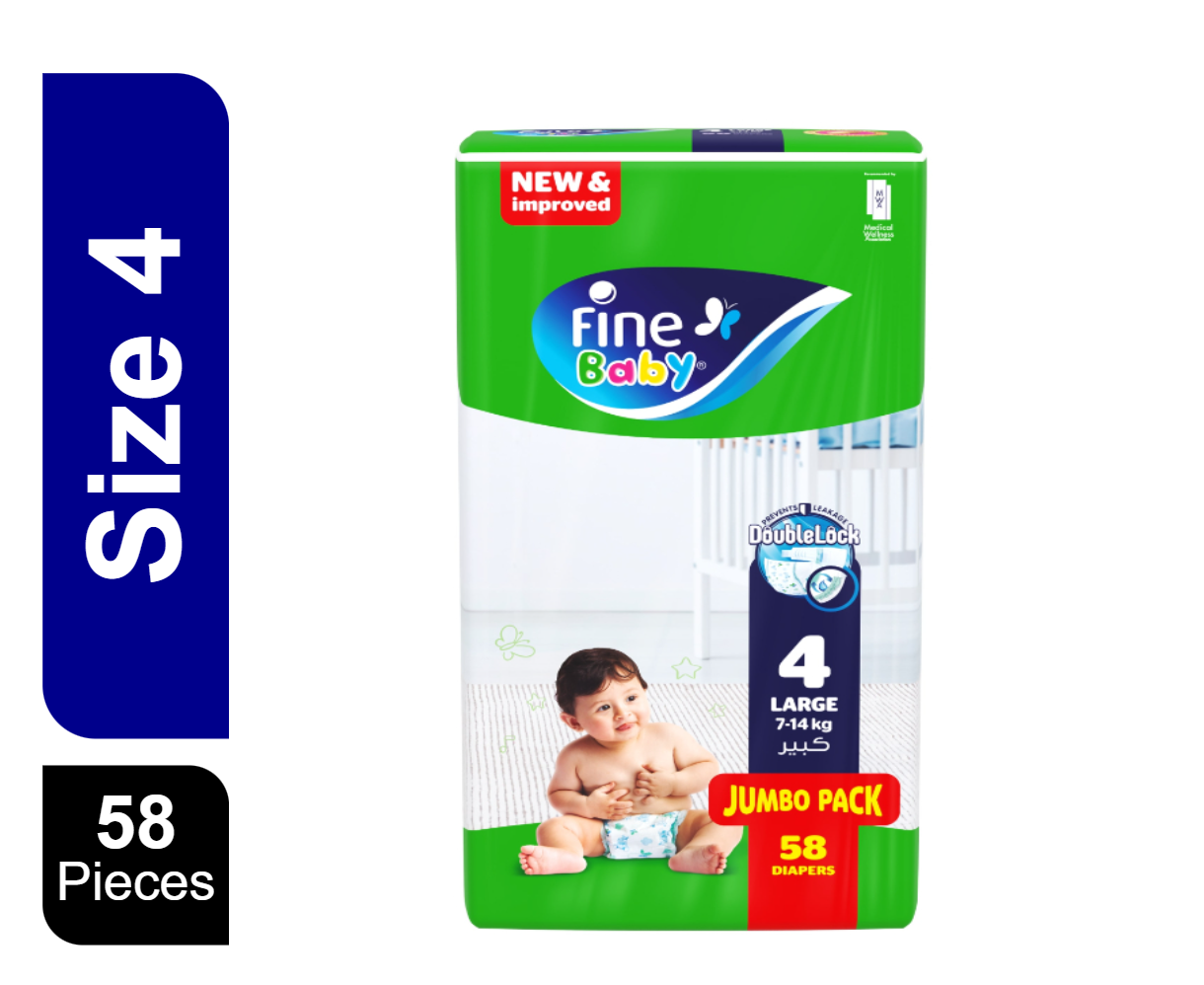 Buy Fine Baby Diapers Size 4 Large 7-14 kg 58 Diaper Online in Egypt ...