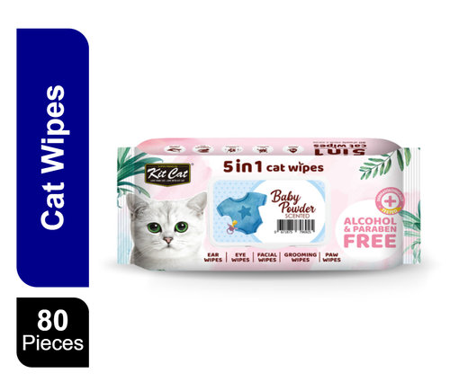 Buy Kit Cat 5 in 1 Cat Wet Wipes BABY POWDER Online in UAE