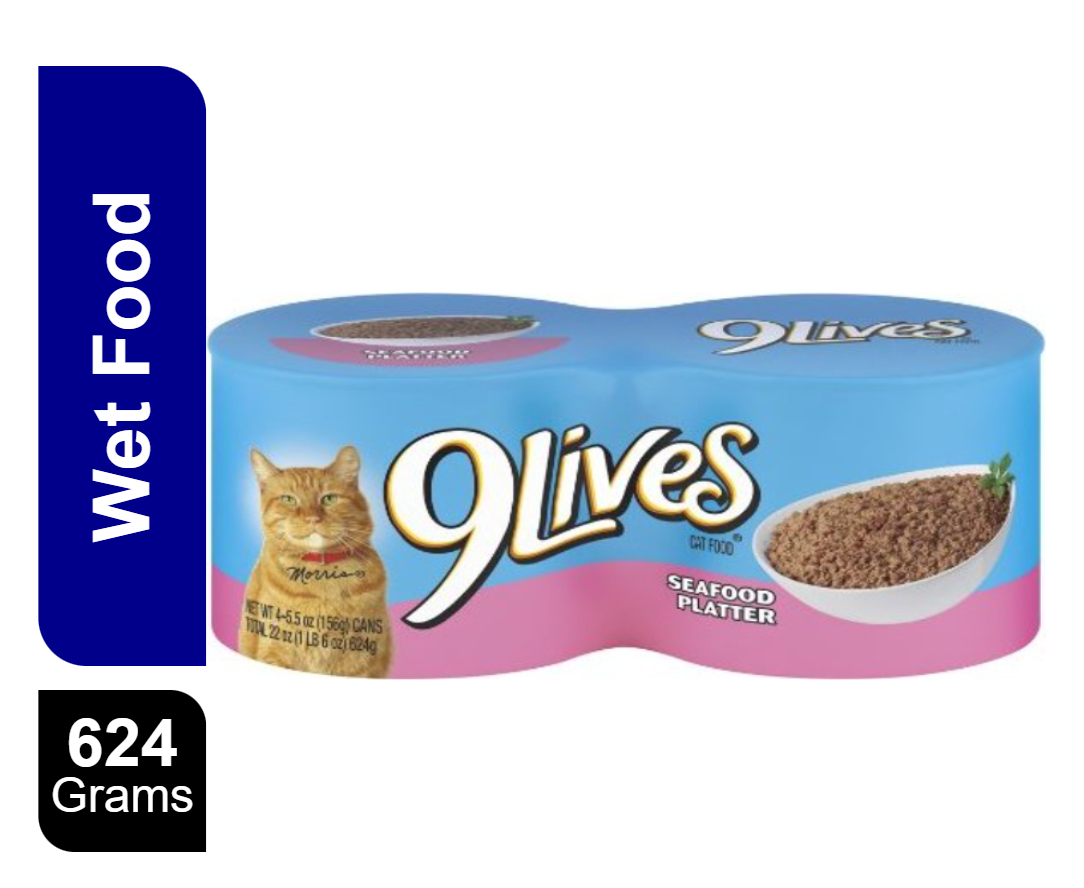 Buy 9Lives Cat Food Meaty Pate Seafood Platter 624g Online in