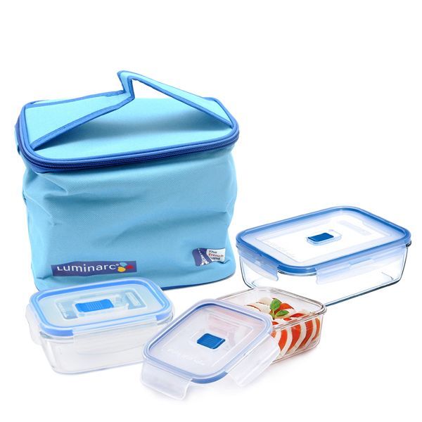 Buy Luminarc Rect. Pure Box Set 3pcs + Lunch Bag Online in Kuwait