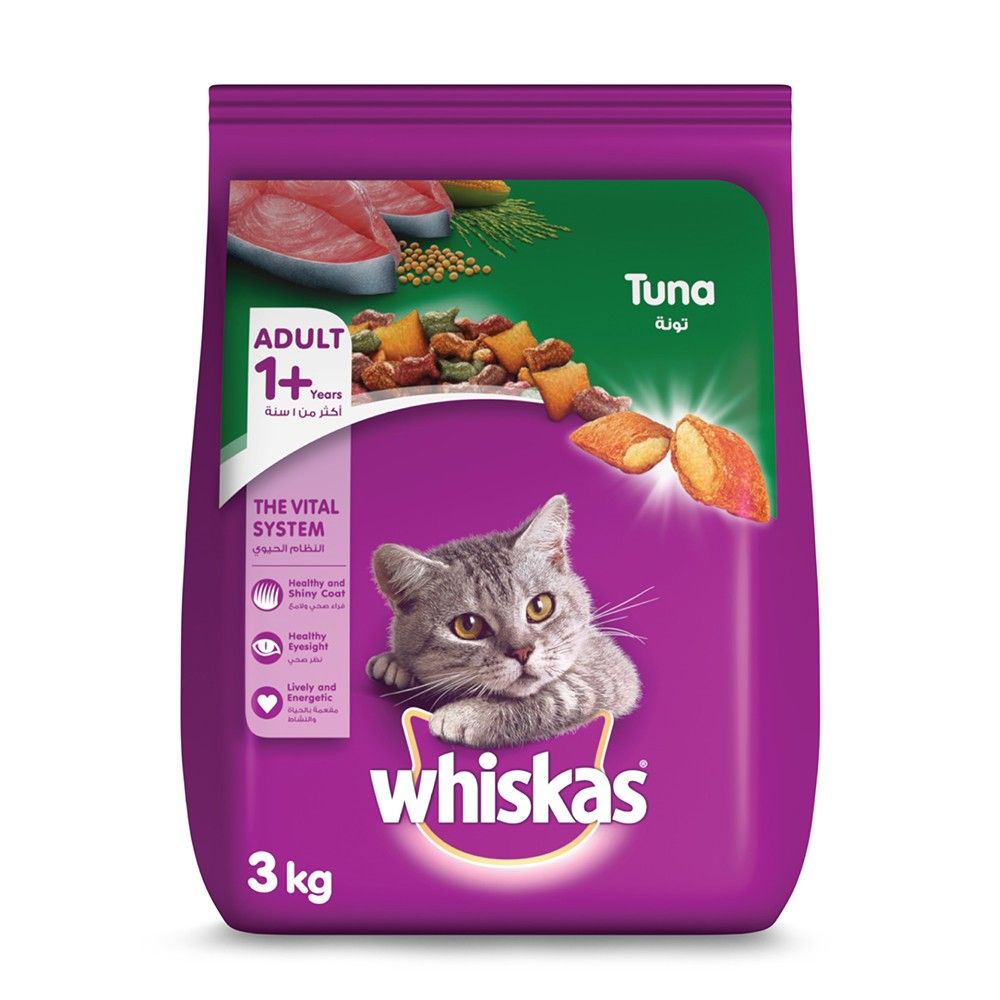 Buy Whiskas Tuna Dry Cat Food Bag, 3kg Online in UAE | Talabat UAE