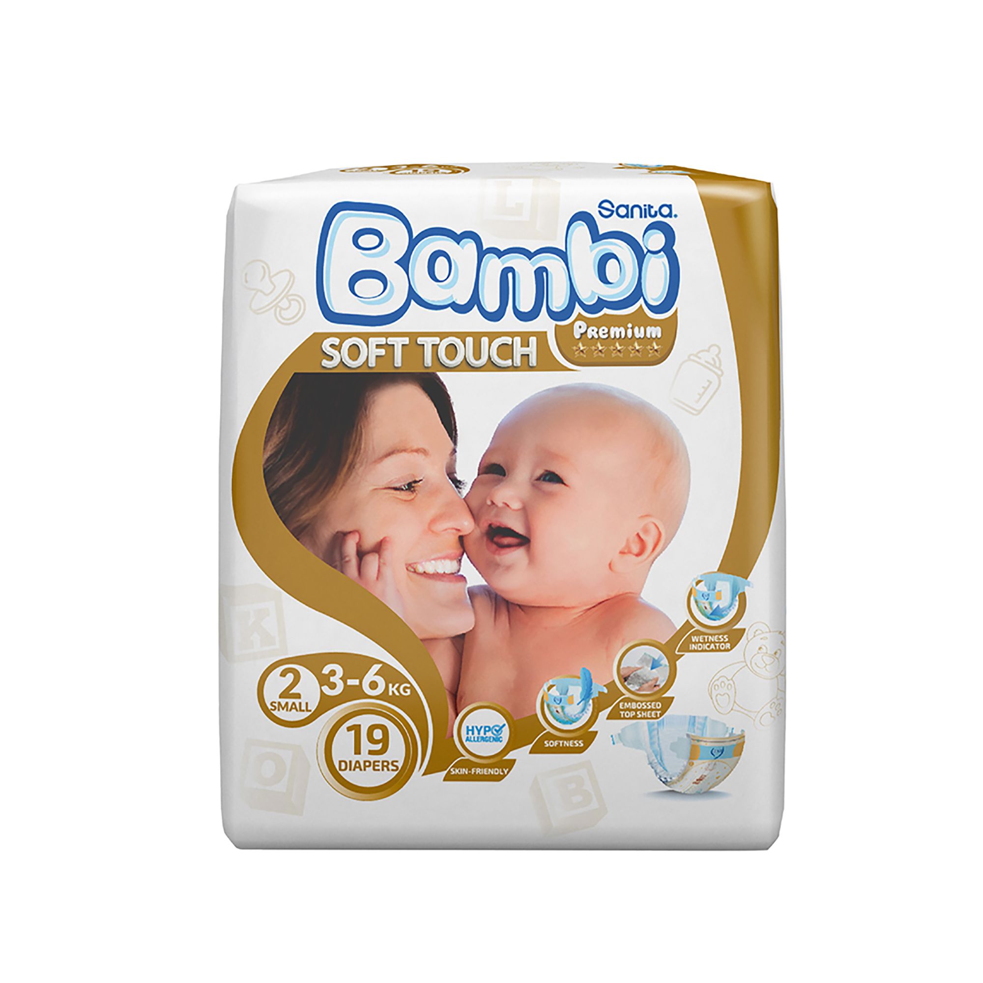 Sanita Bambi Baby Diapers Value Pack Size 2, Small, 3-6 Kg - 48