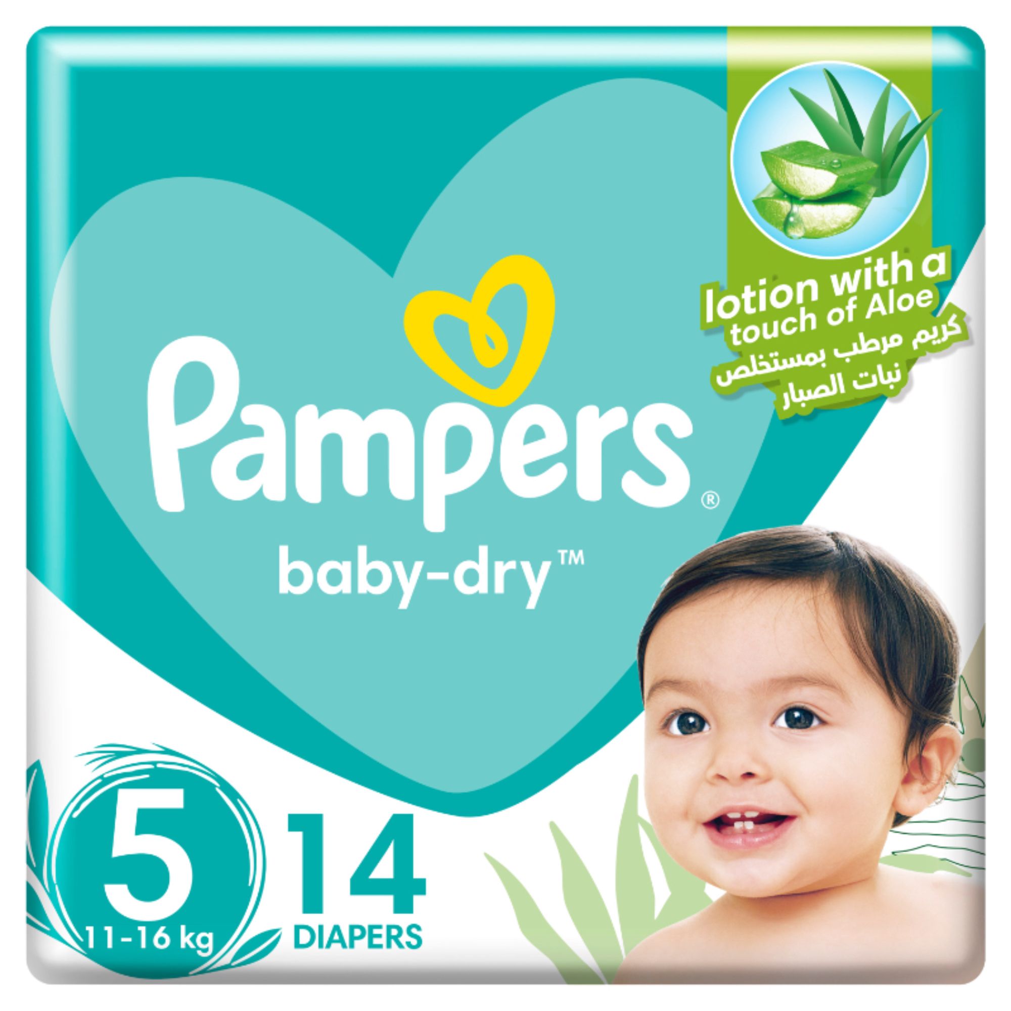 Buy Pampers Baby-Dry Taped Diapers with Aloe Vera Lotion, Size 5, 11 ...