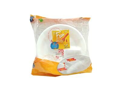 Buy Fun Foam Plate White 10 inch 25 Pcs Online in UAE