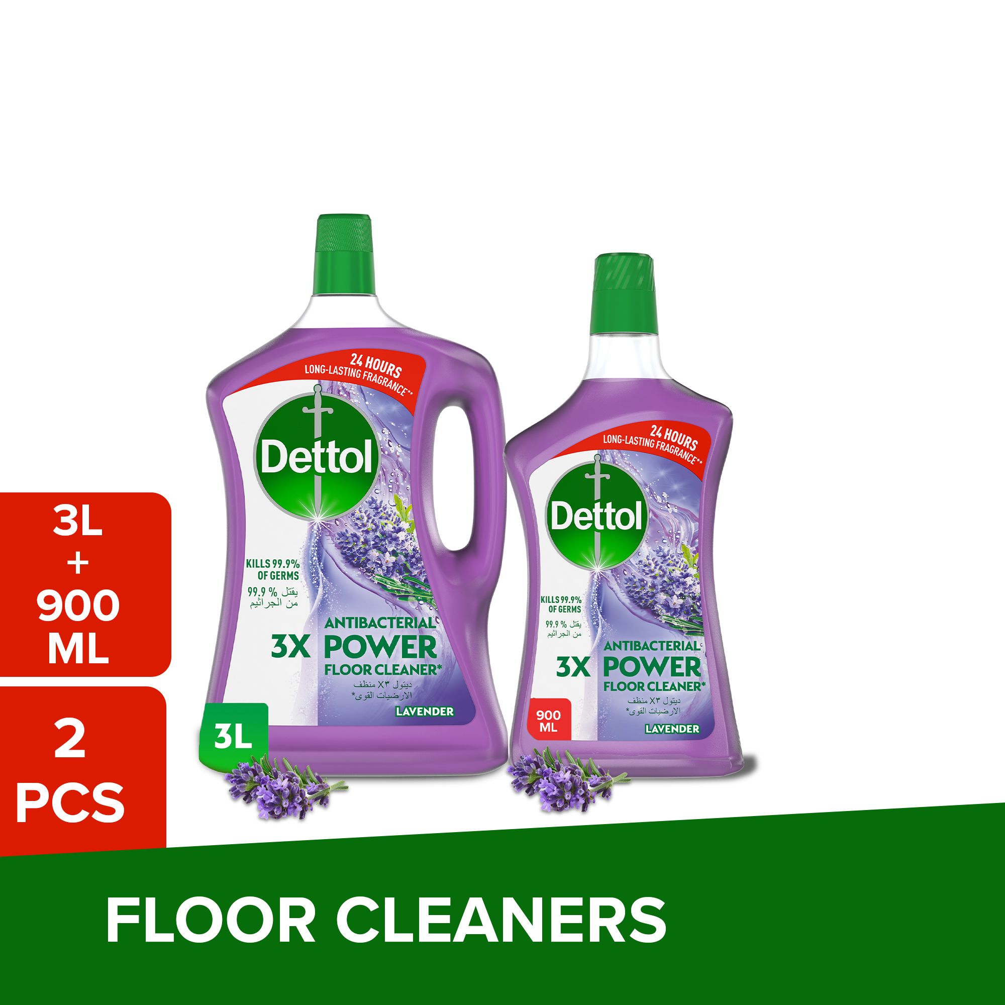 Buy Dettol Lavender Antibacterial 3X Power Floor Cleaner, 3L + 900ml ...