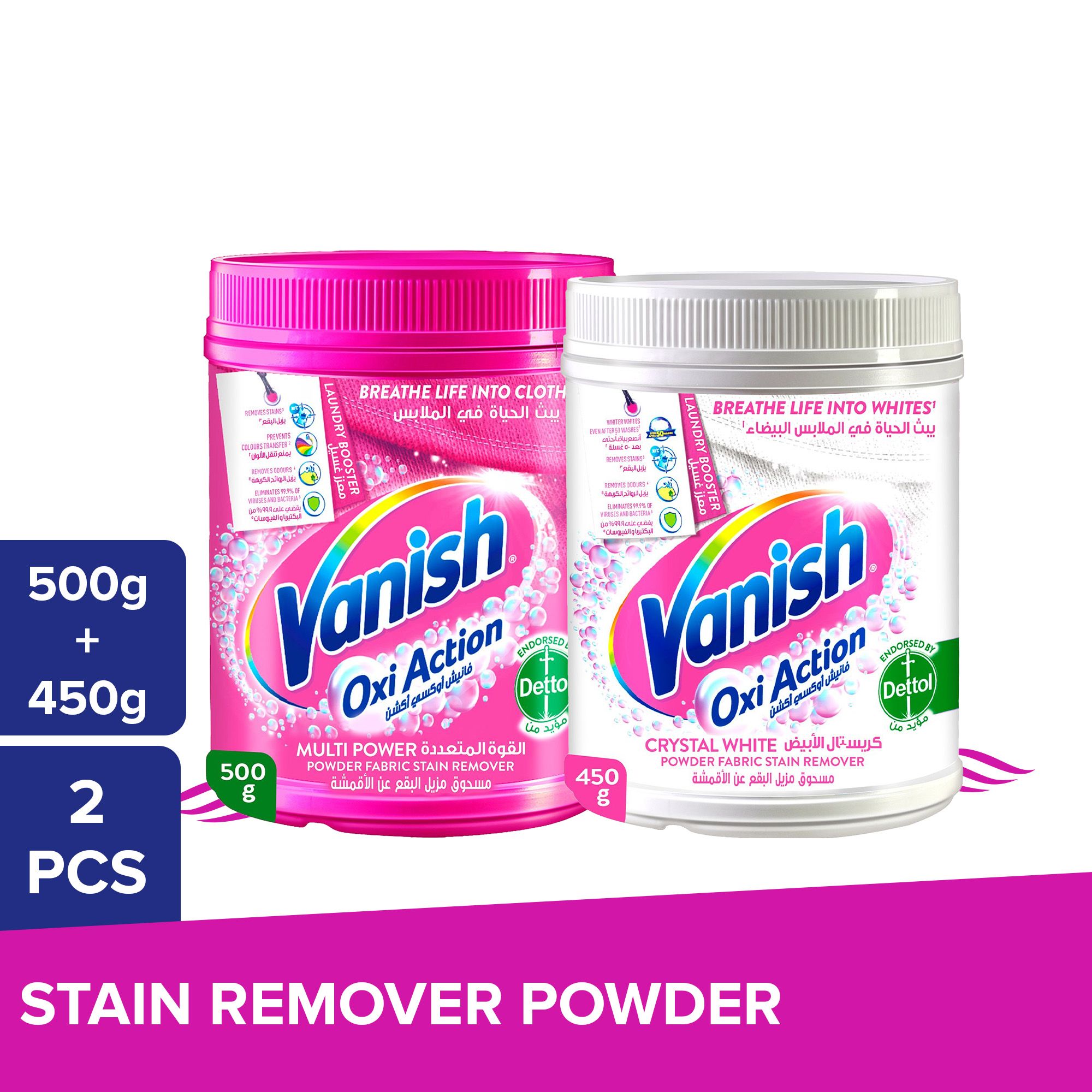 vanish oxi action crystal white fabric stain remover powder