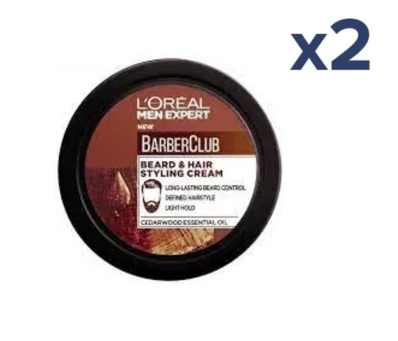 Buy Loreal Men Expert Barber Club Beard And Hair Styling Cream 2 x 75 ml Online in Kuwait
