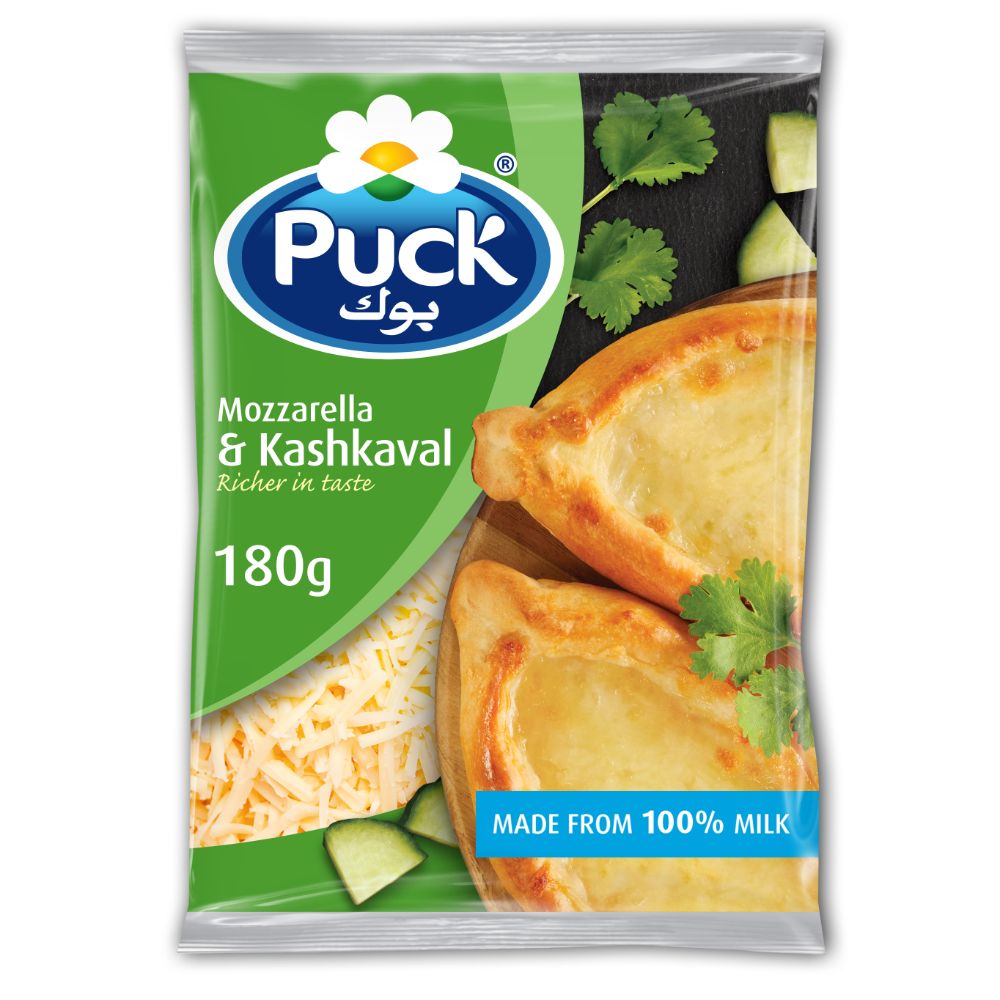 Buy Puck Shredded Mozarella Kashkaval Cheese G Online In Uae