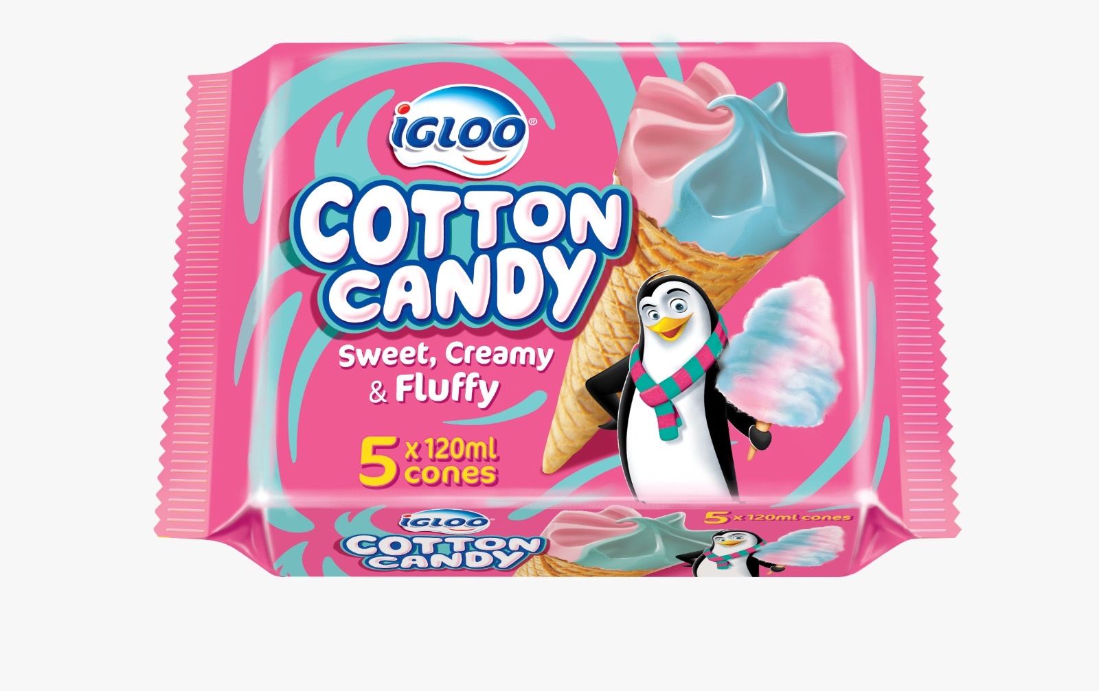Buy Igloo Cotton Candy Ice Cream Cone 120 ml X 5 pcs Online in Kuwait