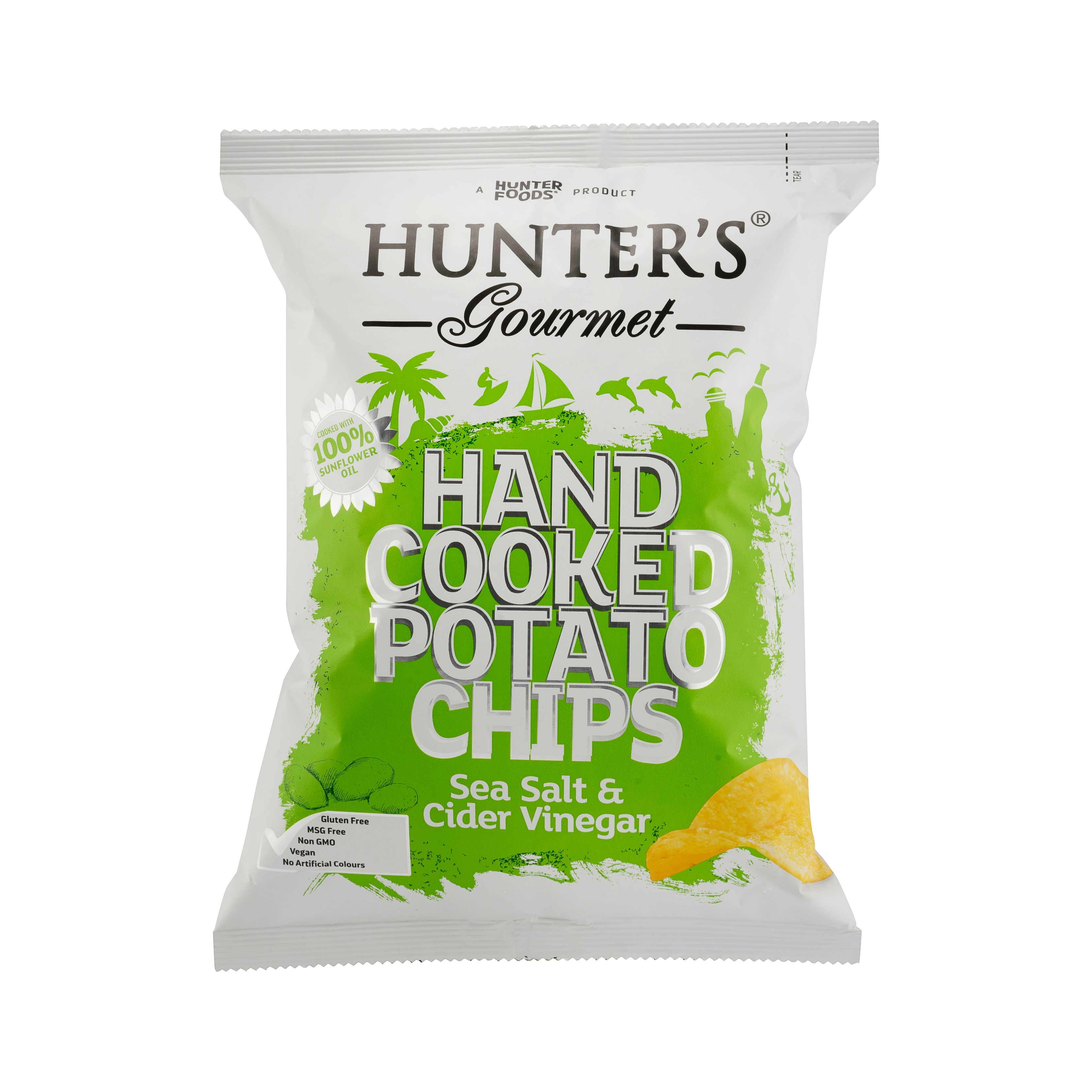 Buy Hunter's Gourmet Sea Salt & Cider Vinegar Hand Cooked Potato Chips