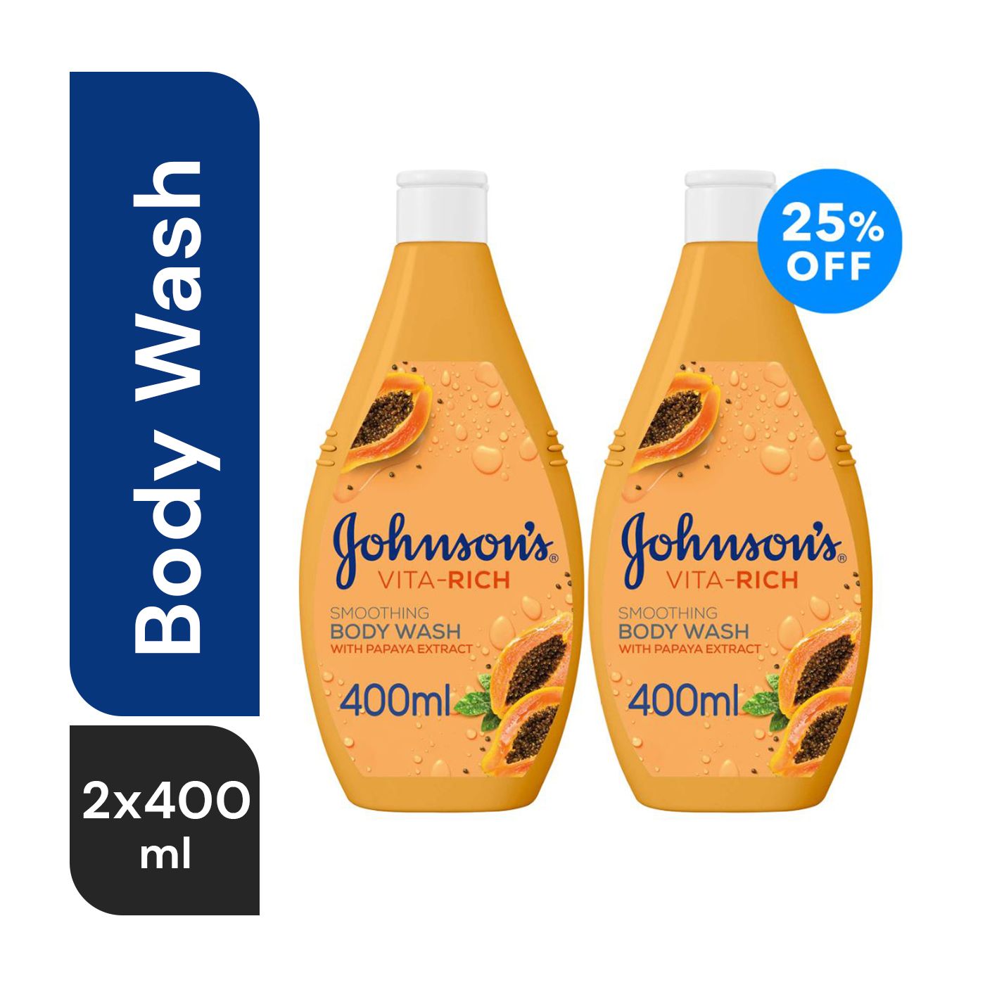 Buy Johnson's Papaya Body Wash 400 ml x 2 Pcs Online in UAE Talabat UAE