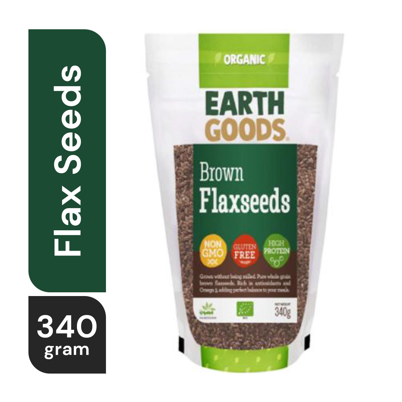 Buy Earth Goods Organic Gluten-Free High Protein Brown Flax Seeds 340 g ...