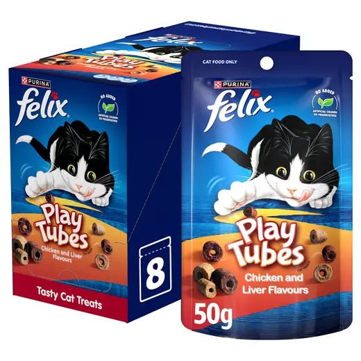 Buy Felix Play Tubes Chicken & Liver Cat Treats, 2x8x50g Online in