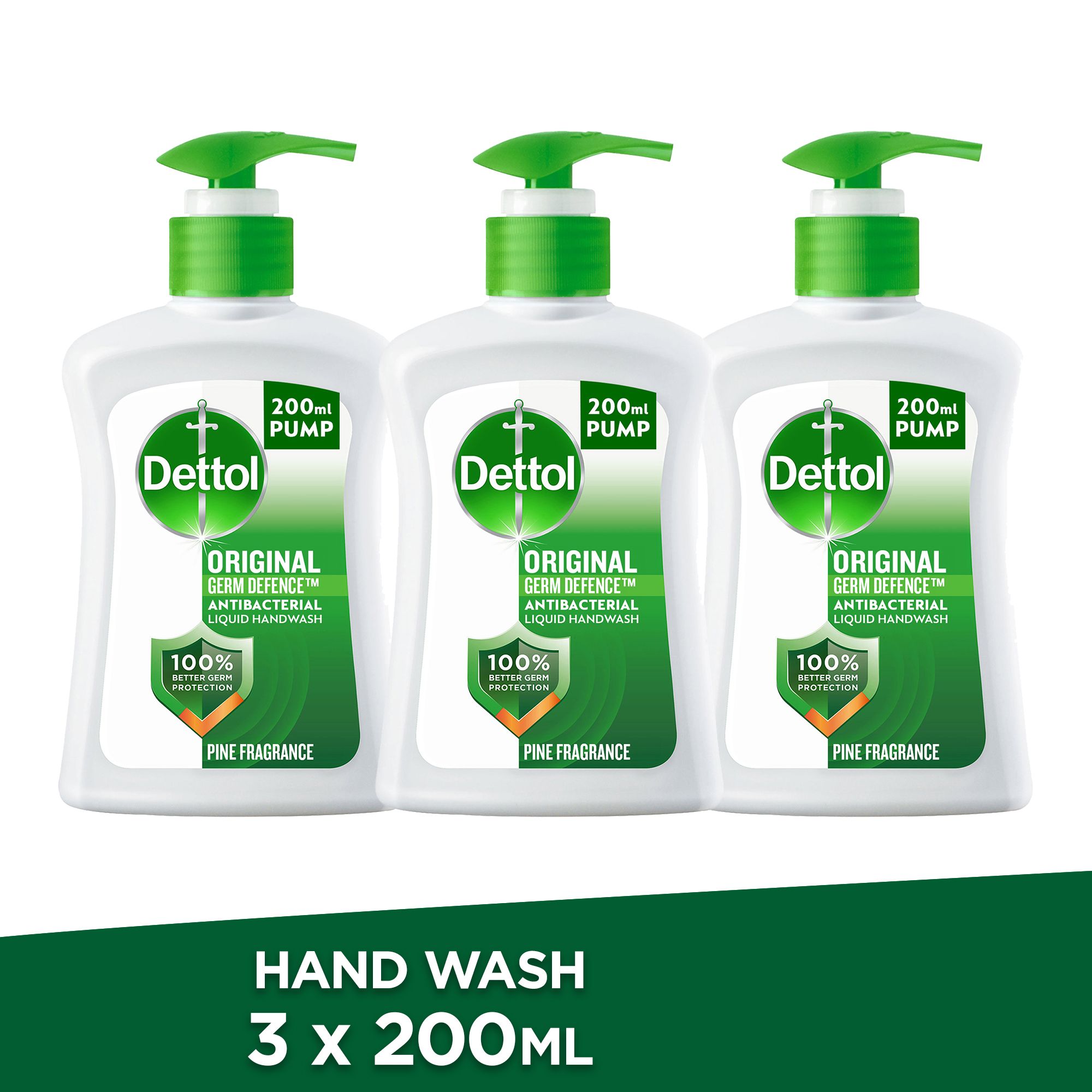 Buy Dettol Original Pine Fragrance Liquid Hand Wash Soap, 3x200ml ...