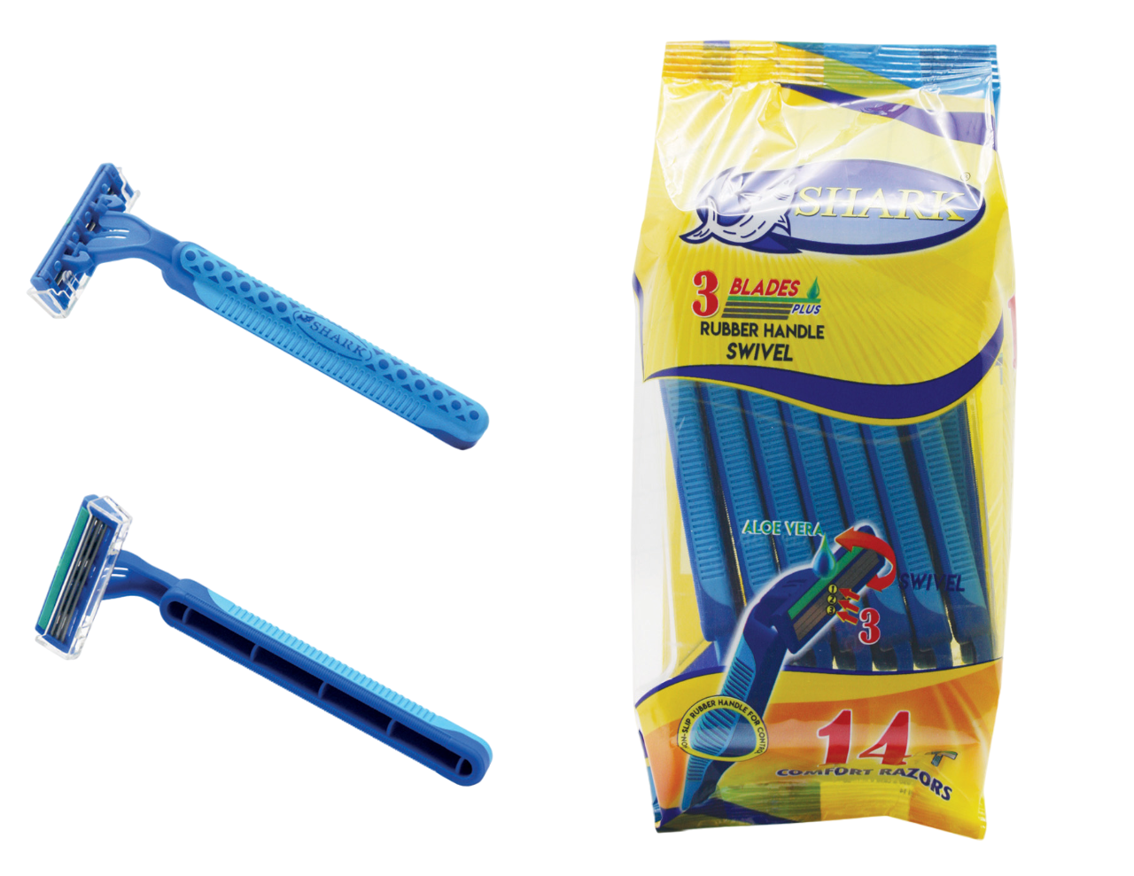 Buy Shark Triple Twin Blade Swivel Head Rubber Handle Comfort Razors