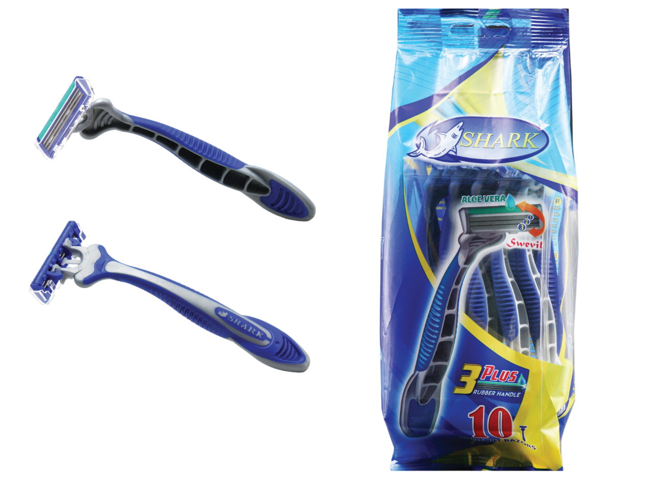 Buy Shark Triple Blade Swivel Head Long Rubber Handle Comfort Razors