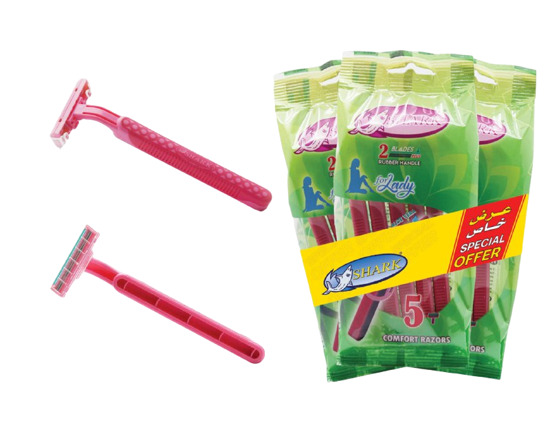 Buy Shark Twin Blade Fixed Head Rubber Handle Blue Disposable Razors ...