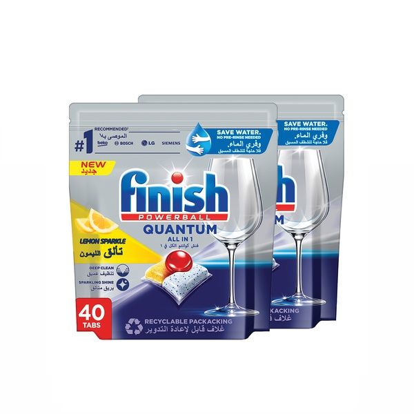 Buy Finish Quantum All in One Lemon Dishwasher Tablets, 2x40 Pieces Online in Bahrain Talabat