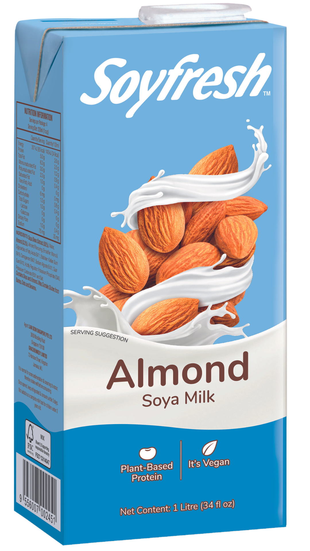 Buy Soyfresh UHT Non Dairy Almond Soya Milk 1L Online in UAE | Talabat UAE