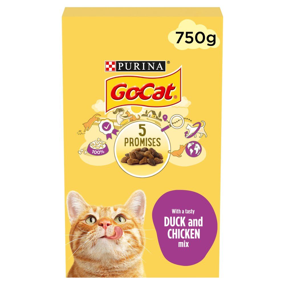 Buy Purina GoCat with Duck and Chicken Mix Dry Cat Food, 750g Online