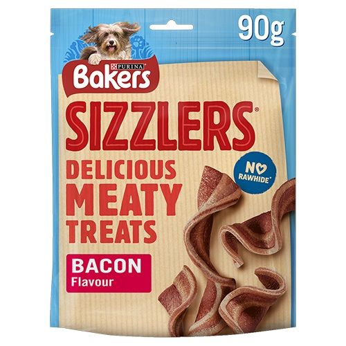 Buy Bakers Sizzlers Bacon Flavour Meaty Dog Treats 90g Online in