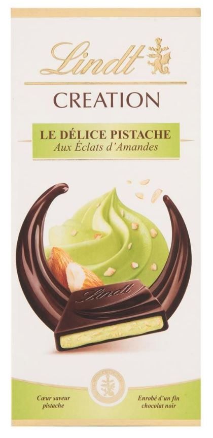 Chocolat noir pistache, Lindt (100 g)