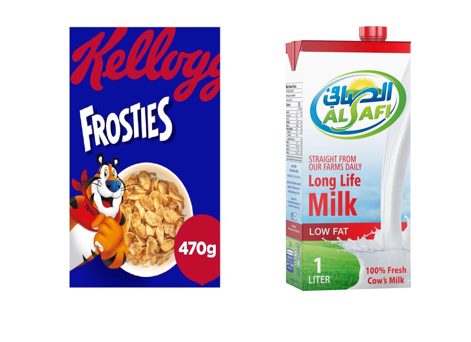 Buy Kellogg's Frosties 470g + Safi Low Fat Milk 1L Online in Kuwait