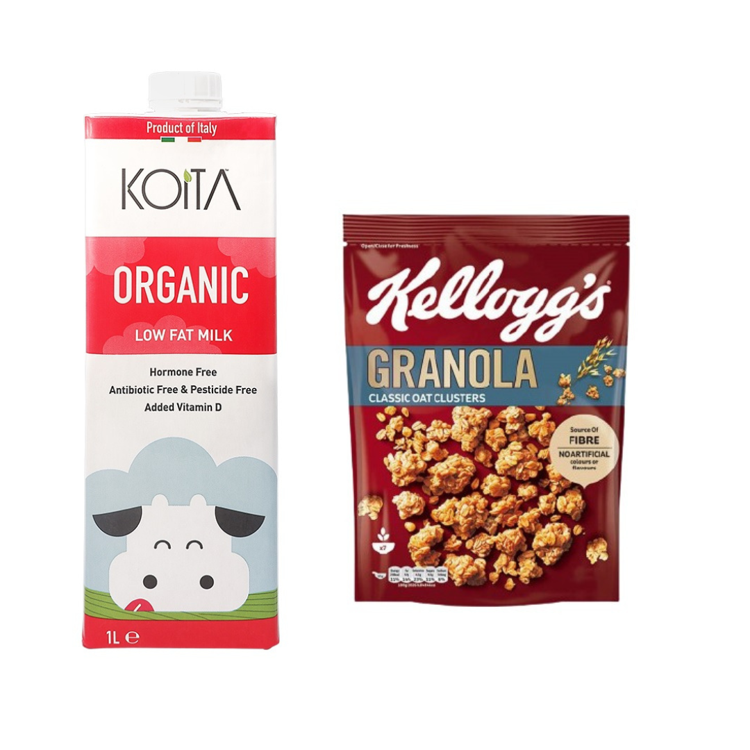 Buy Kellogg's Granola Crunchy Muesli Classic 380 g + Koita UHT Organic