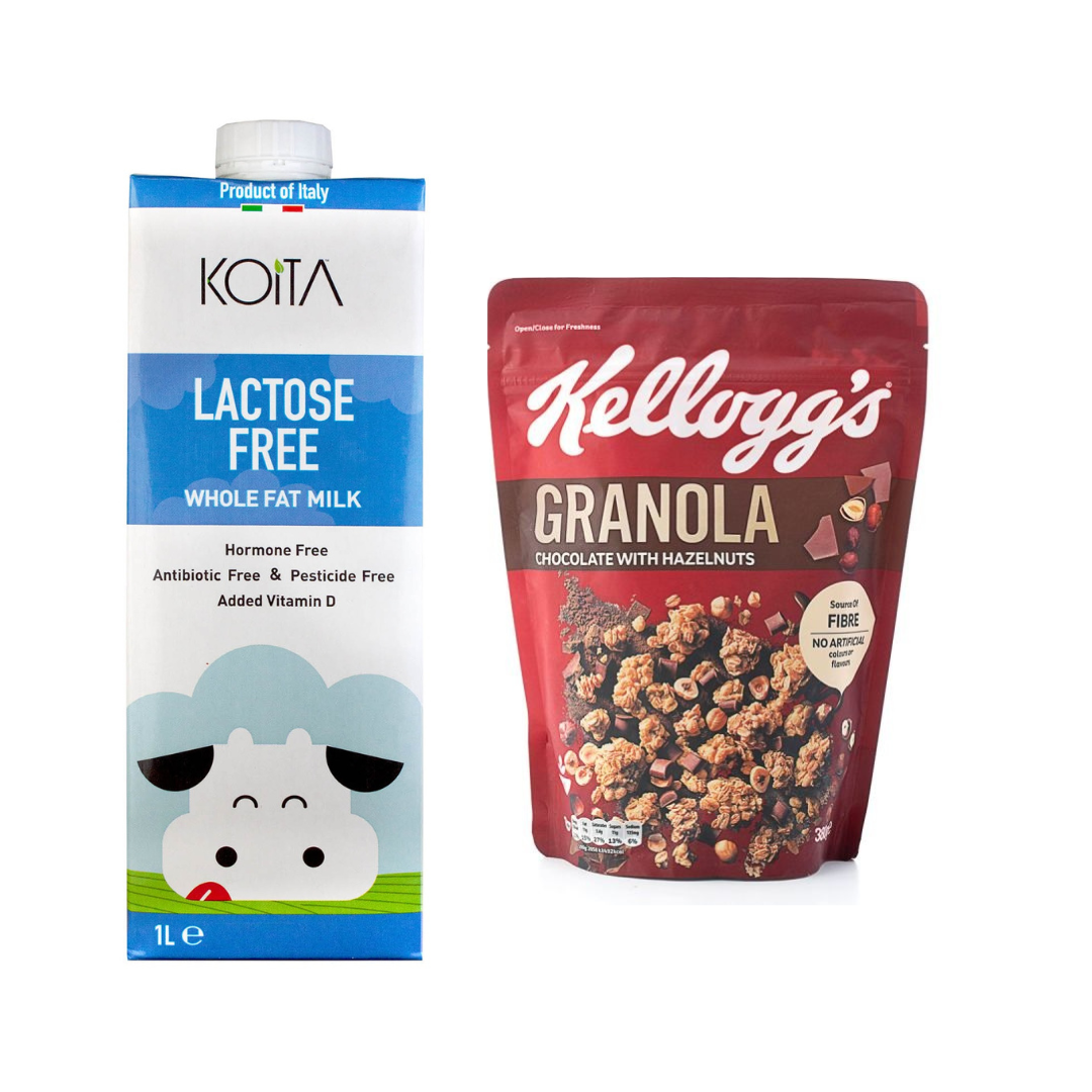 Buy Kellogg's Granola Crunchy Muesli With Chocolate 380 g + Koita UHT