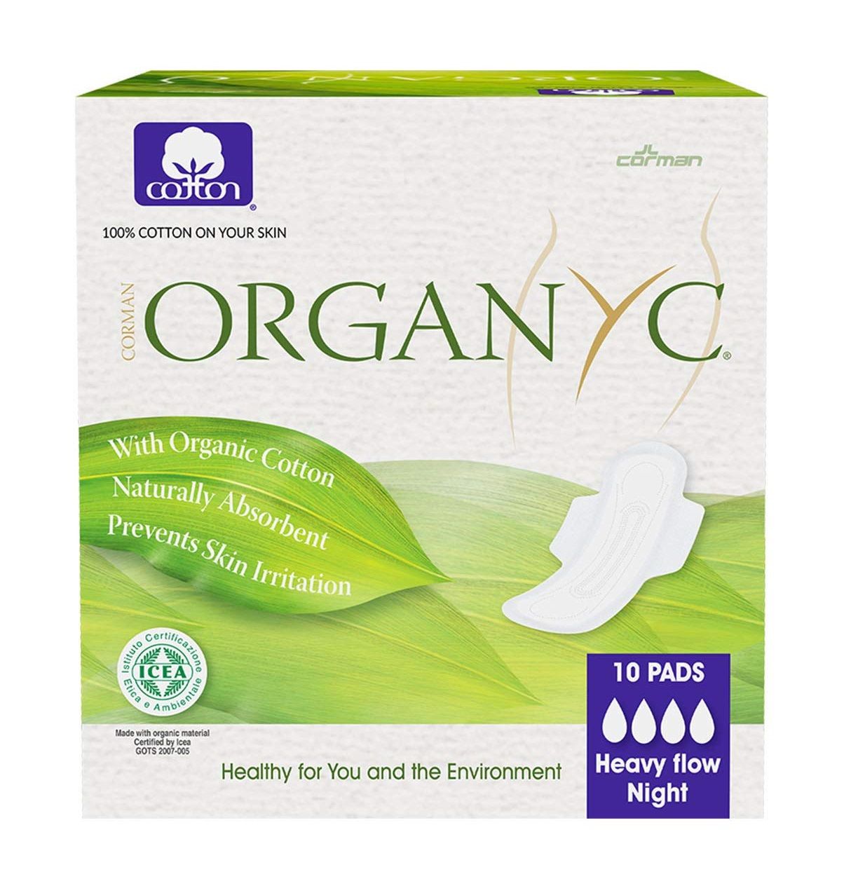Buy Organyc Cotton Sanitary Pads Heavy Flow 10 pcs Online in Bahrain Talabat Bahrain
