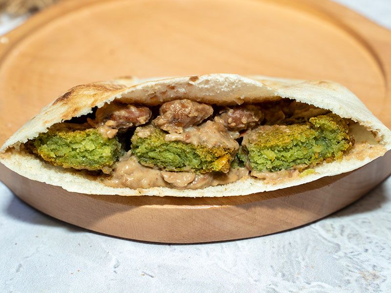 Mix Foul With Falafel Sandwich
