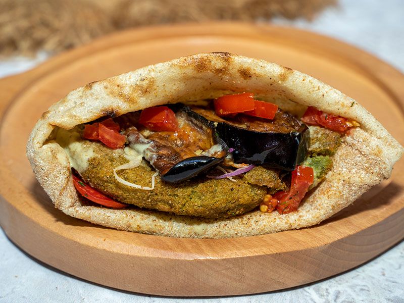 Falafel With Eggplant Sandwich