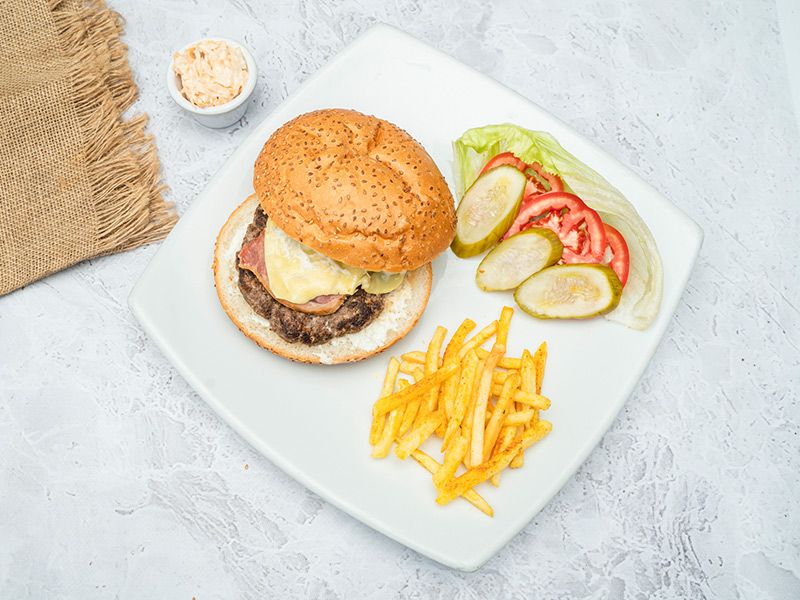 Beef Burger With Cheese Sandwich