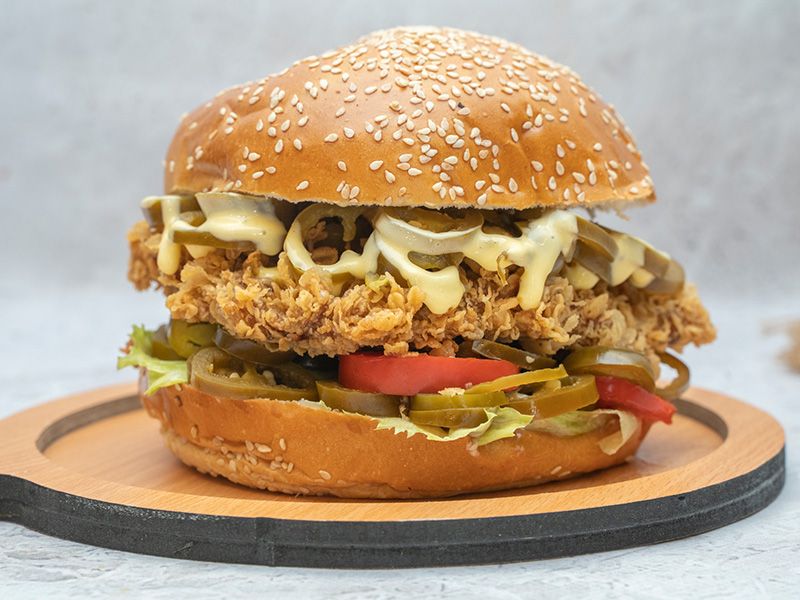 Fried Chicken With With Jalapeno Sandwich