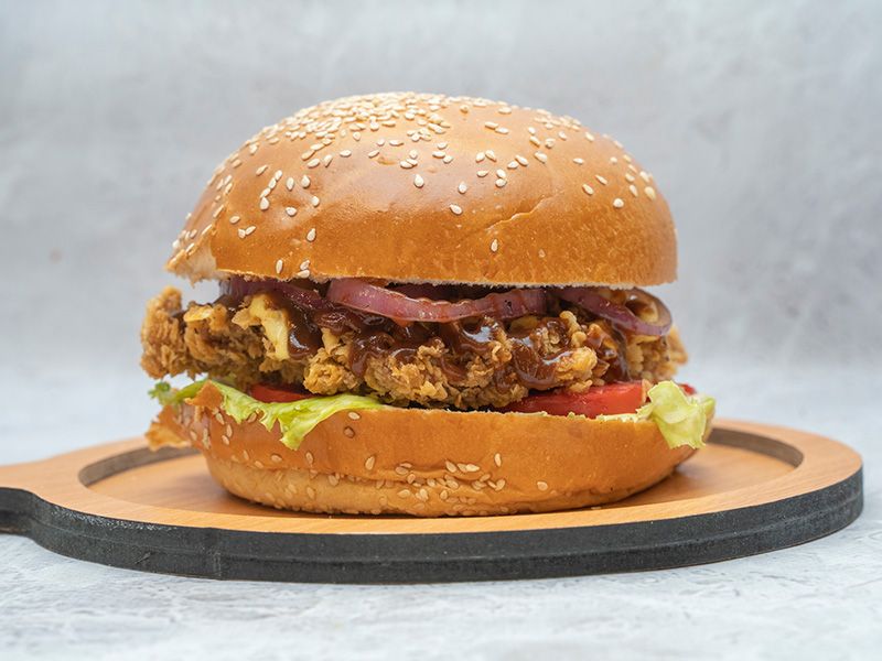 Fried Chicken With With Barbecue Sandwich