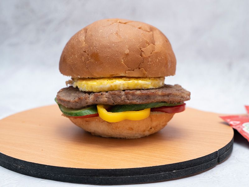 Burger Sandwich With Eggs
