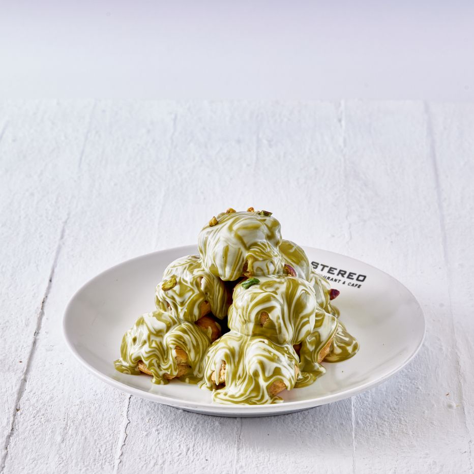 Pistachio Profiteroles
