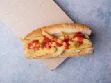 Fried Roumi Cheese With French Fries Sandwich