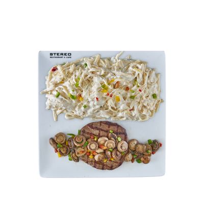 Grilled Fillet And fresh Mushroom